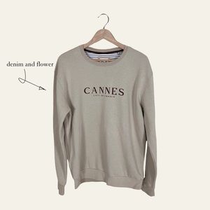 Denim & Flower, tan cannes crewneck, posh, sweater, tan, large